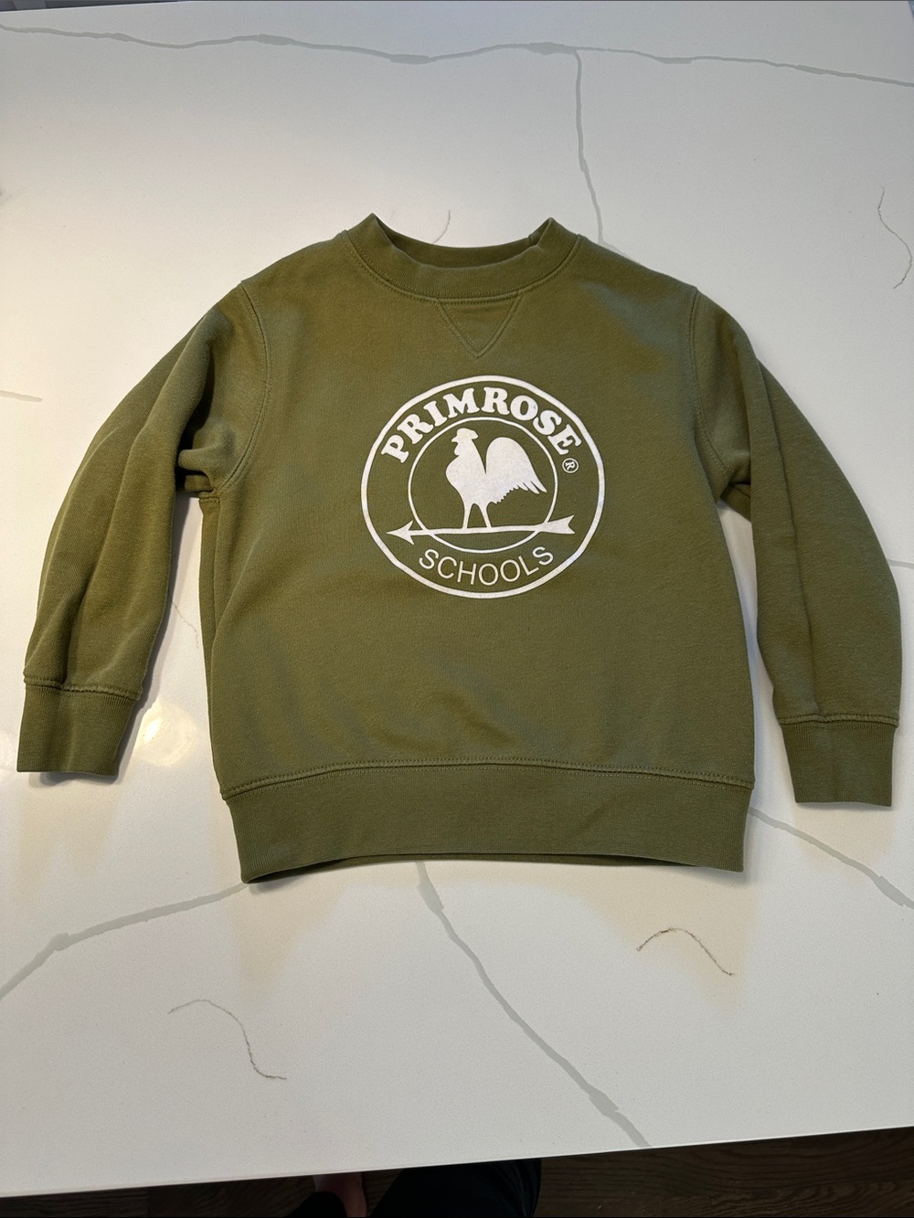 Dennis primrose school uniform red crewneck sweatshirt olive green size XS 5 / 6